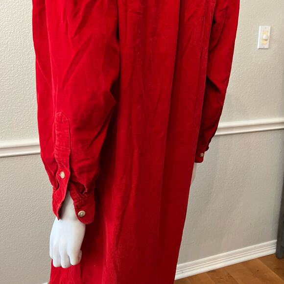 Vintage Ralph Lauren Red Corduroy Double Breasted Shift Midi Dress, 6 - Picture 9 of 9
